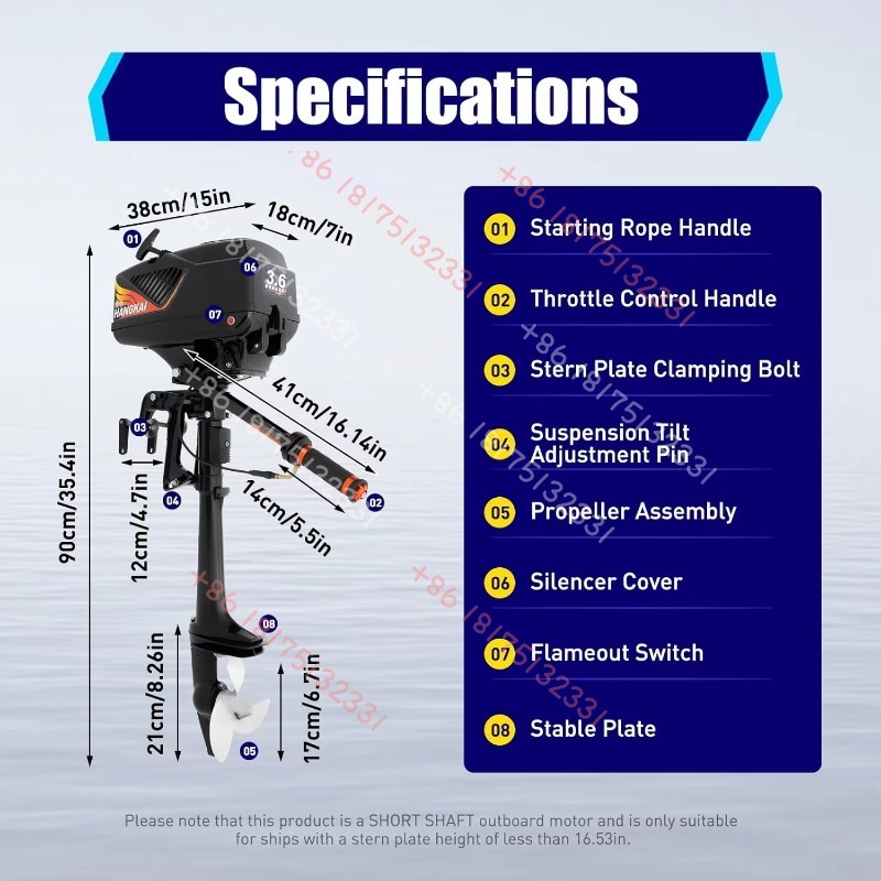 HANGKAI Outboard Motor, 3.6  2 - Fishing Boat Outboard Motor recension och pris