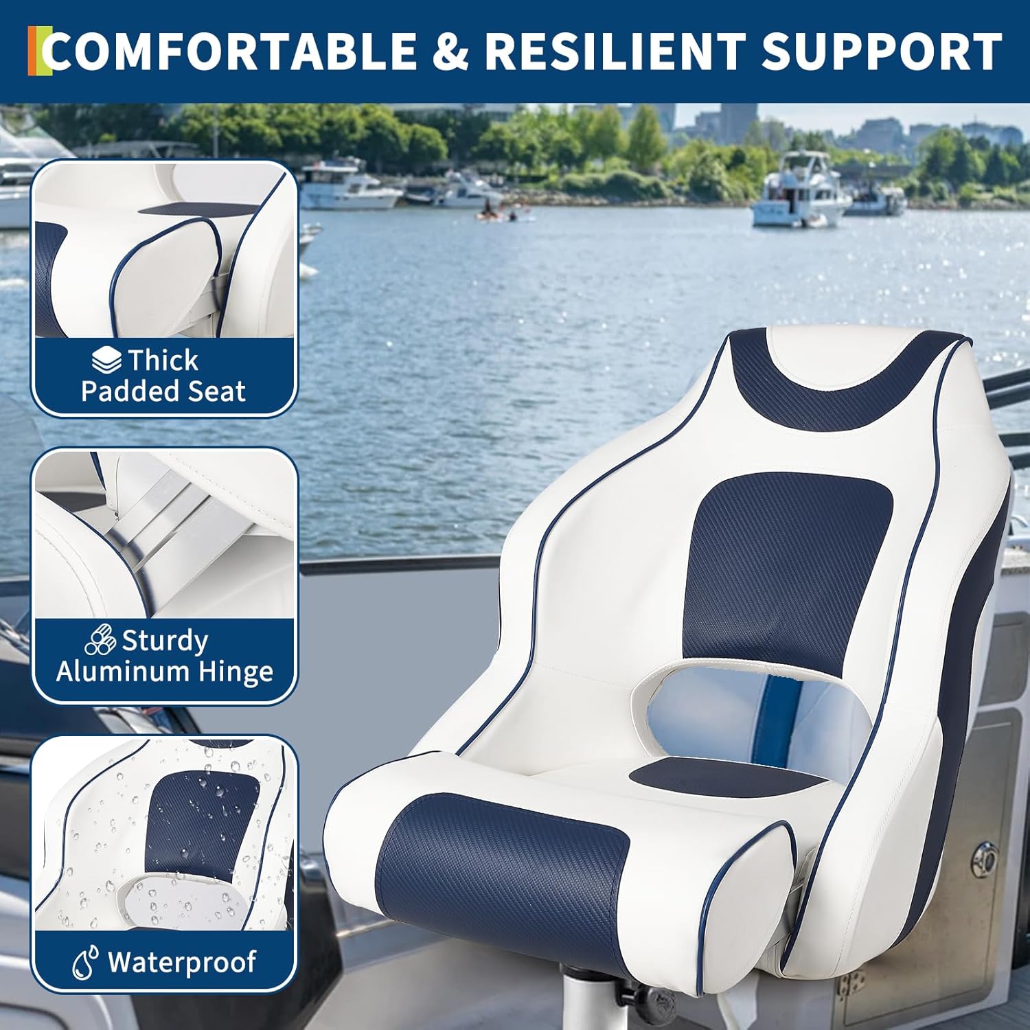 High Back Boat Seat with Flip- - Fishing Boat Seat recension och pris