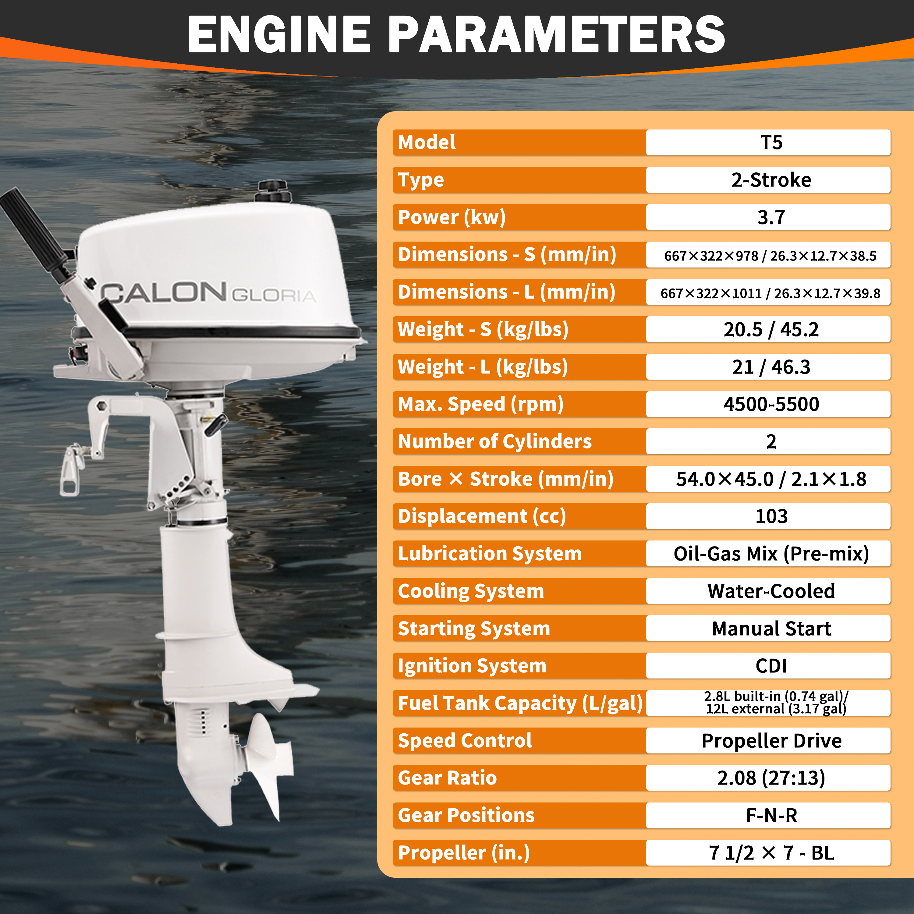 2 Stroke 5HP Calon Outboard Mo - Fishing Boat Outboard Motor recension och pris