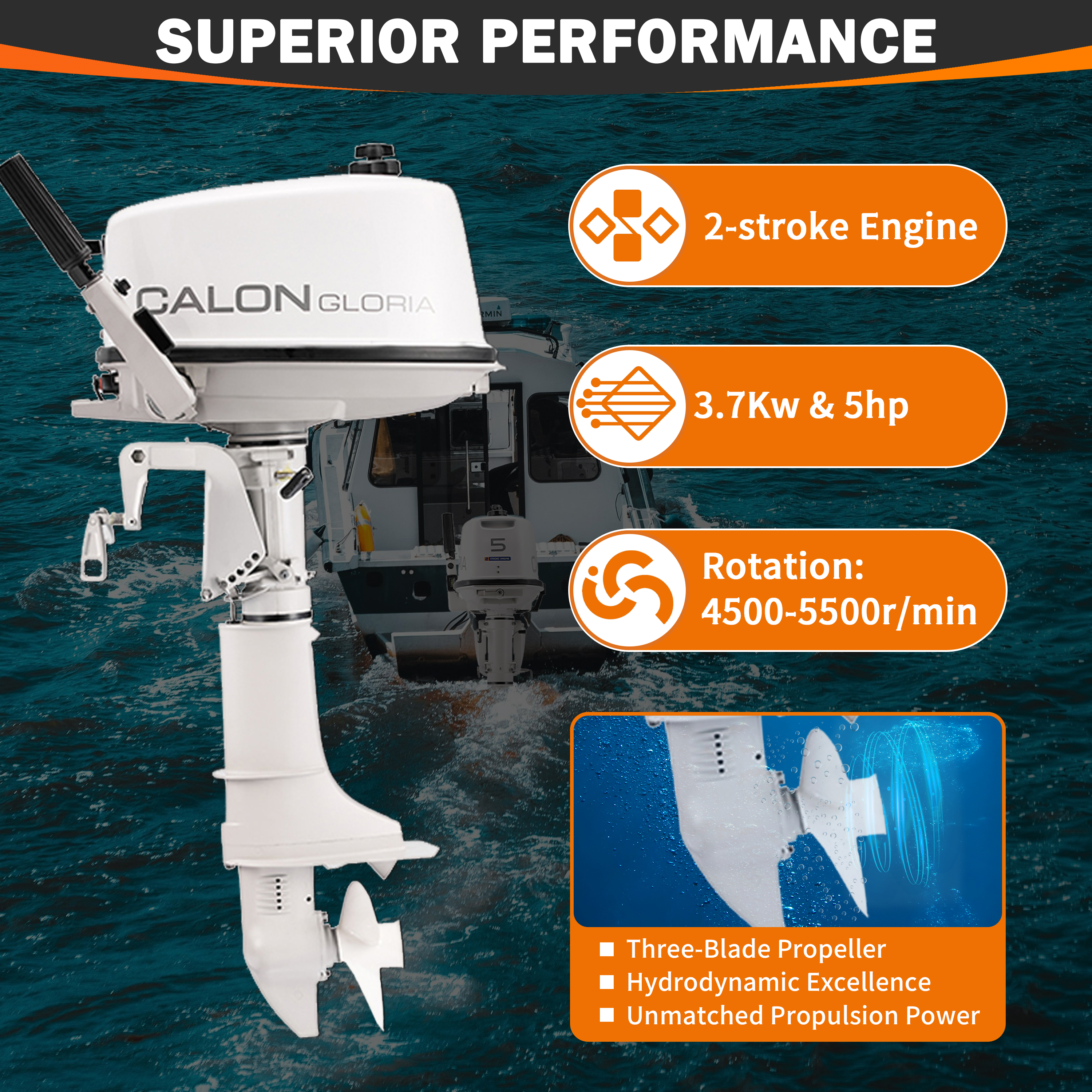 2 Stroke 5HP Calon Outboard Mo - Fishing Boat Outboard Motor recension och pris