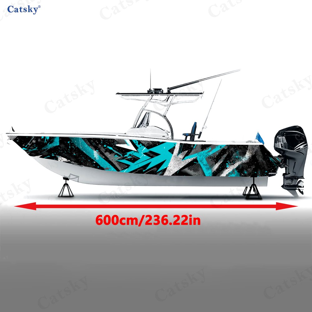 2Pcs Cyan & White Sharp Graffi - Fishing Boat Trailer recension och pris