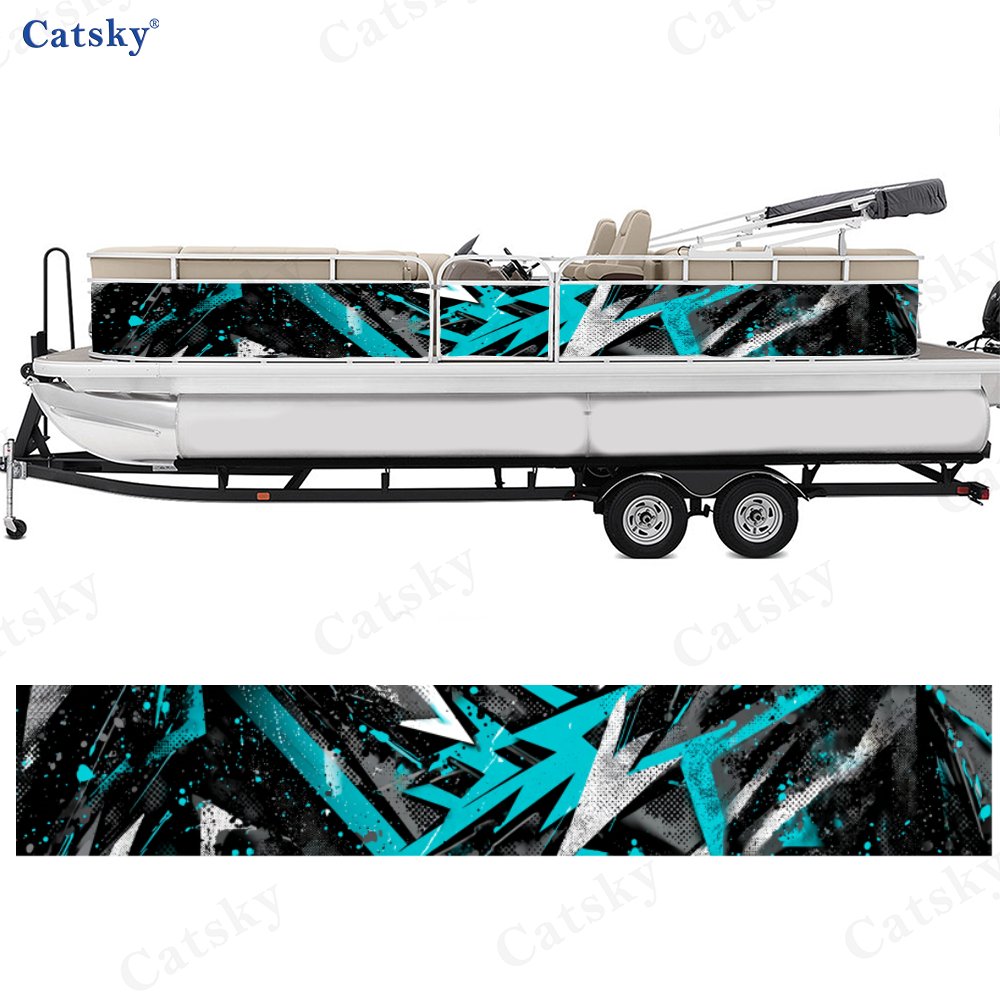 2Pcs Cyan & White Sharp Graffi - Fishing Boat Trailer recension och pris