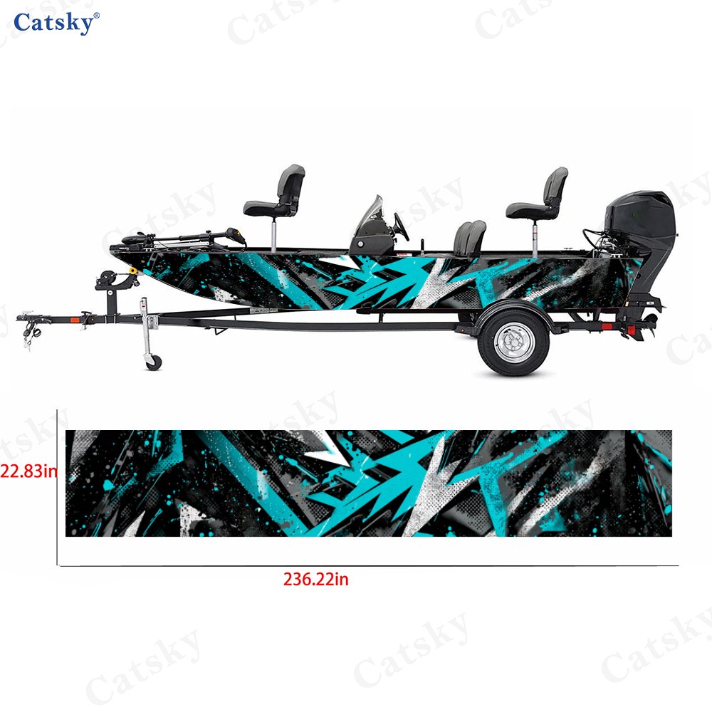 2Pcs Cyan & White Sharp Graffi - Fishing Boat Trailer recension och pris
