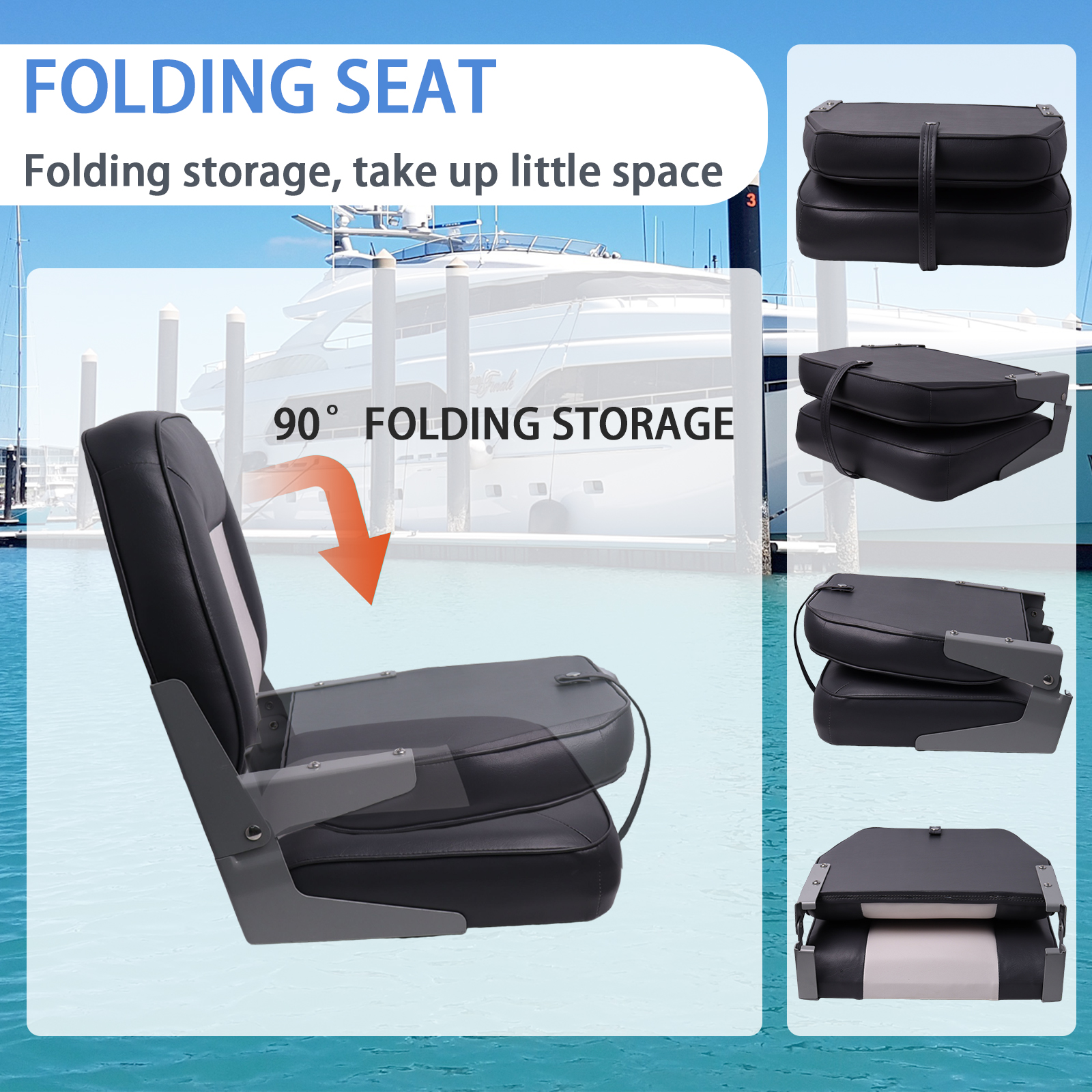 2 pcs Folding Boat Seat White  - Fishing Boat Seat recension och pris