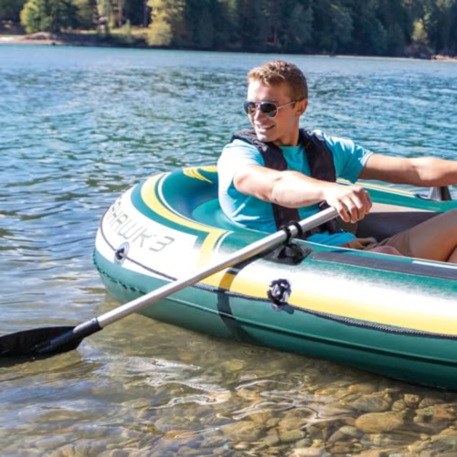 Inflatable Fishing Boat with O - Fishing Boat Oar recension och pris