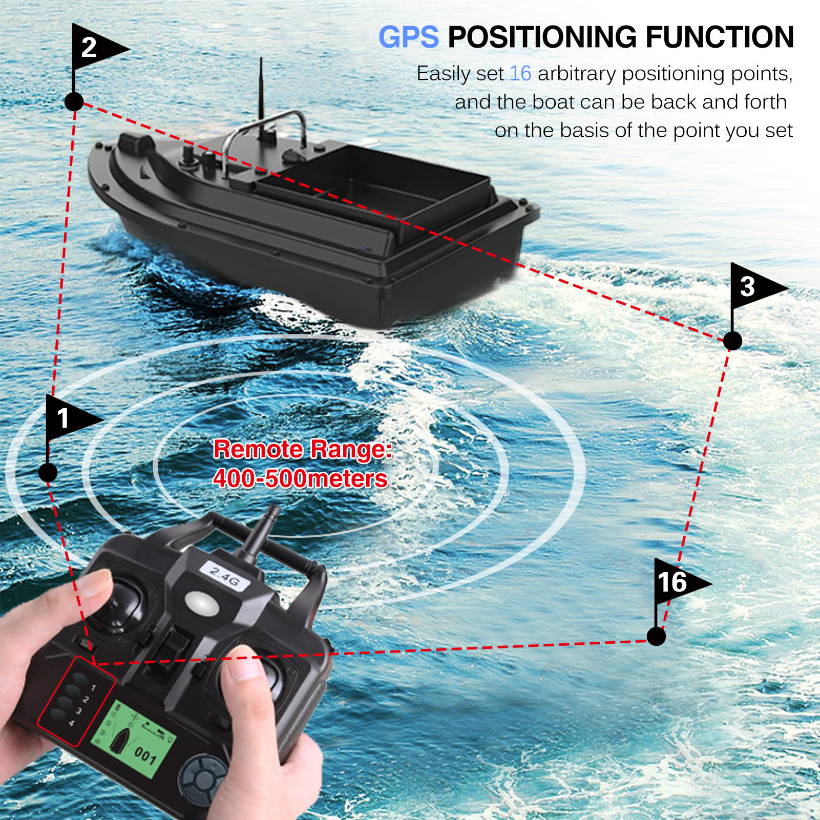 D16E GPS Fishing Bait Boat wit - Fishing Boat Gps recension och pris
